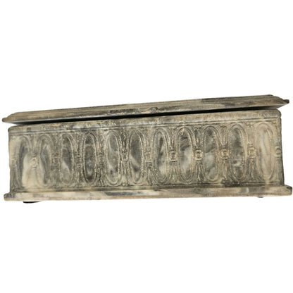 1975 Incolay Stone Handcrafted Carved Hinged Box Men In  Pub Scene Trinket Box