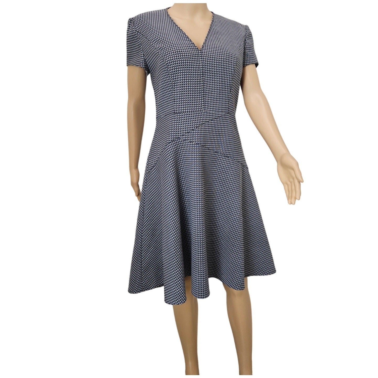 Hugo Boss Halomi Purple Gray  Fit & Flare Back Zip Dress Size 8 US 12 UK 44 IT