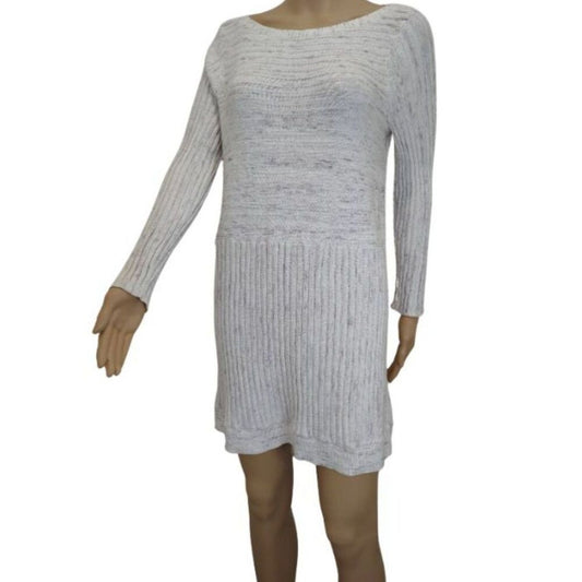 MOTH Anthropologie Beige Long Sleeve Boat Neck Sweater Tunic Dress Size Large