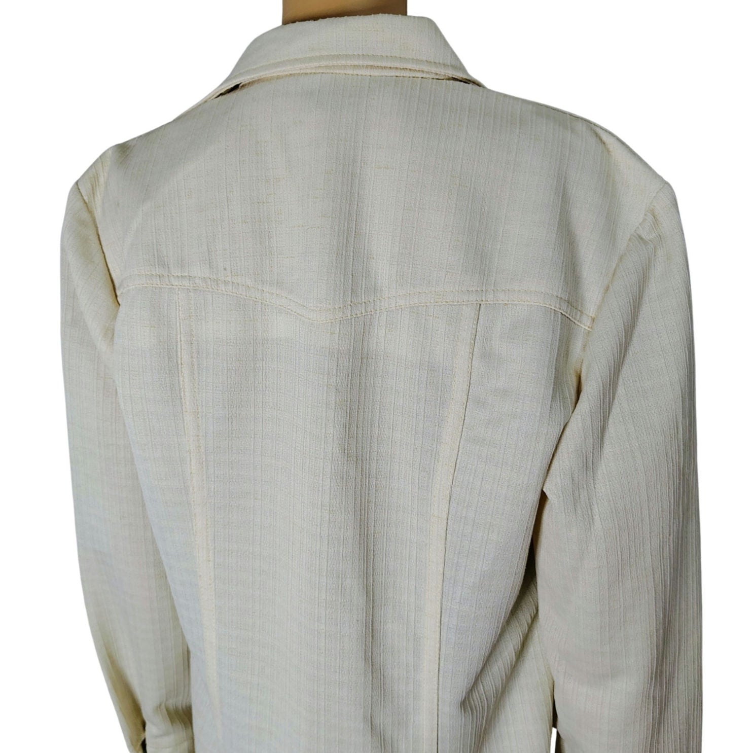 70s Lee Riders Beige Pearl Snap Western Light Weight Jacket Button Up Shirt Shacket Size Medium [Vintage]