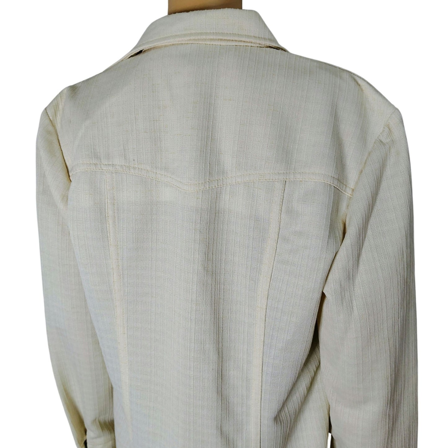 70s Lee Riders Beige Pearl Snap Western Light Weight Jacket Button Up Shirt Shacket Size Medium [Vintage]