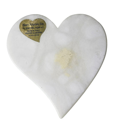 Off White Ducceschi Genuine Alabaster Trinket Dish Heart Keepsake Box Swivel Top