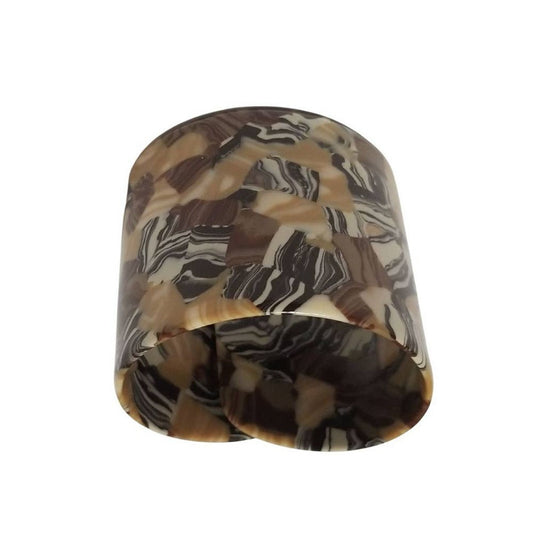 VINTAGE Marbled Brown Resin Cuff Bracelet Size XS New Without Tags