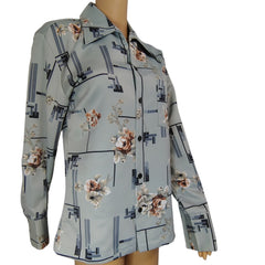 70s Triumph California Dress Shirt Floral Disco Hawaiian Hippie Size Medium  [Vintage]