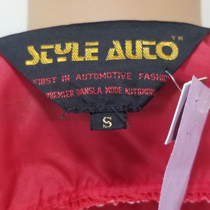 80s Vintage Style Auto Zip Up Nylon Red Light Weight Racer Jacket Size Small