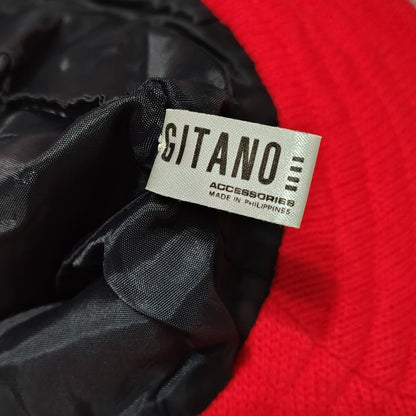 1990s Vintage Red Knit Acrylic Floppy Bucket Hat Wide 3 Inch Quilted Brim