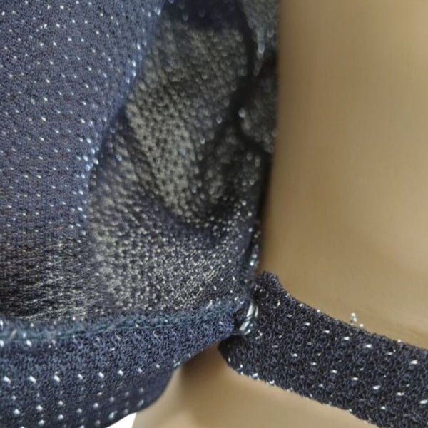 70s Cropped Black Silver Metallic Thread Short Sleeve V Neck Top Size Small [Vintage]