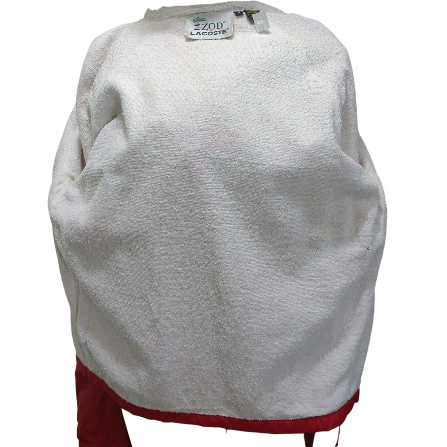 80s Red Izod Lacoste Nylon Windbreaker Jacket Terry Cloth Zip Up Hoodie [Vintage]