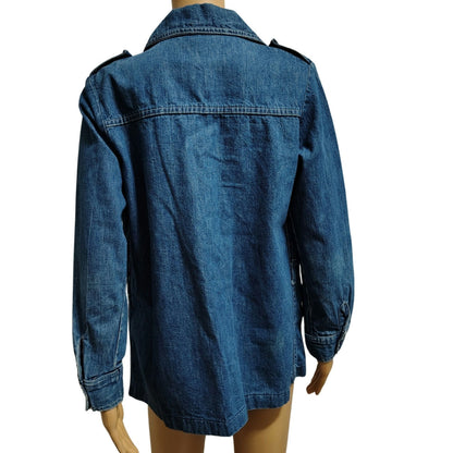 1970s Denim Wingtip Button Up Multiple Pockets Jacket Work Leisure Womens SZ 12