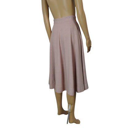 1950s Handmade Pink Gray Checkered Full Circle Midi Skirt Side Zipper Size 0 [Vintage]