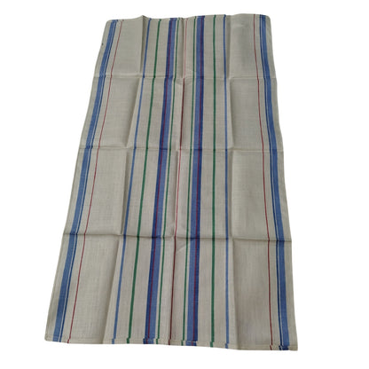 40s 50s Pure Linen Striped Tea Towel Unused French Tea Towel Stripes on Cream