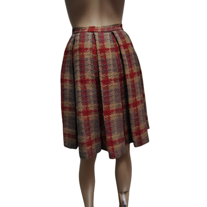 1960s Vintage Handmade Wool Puffy Pleated Big Button Front Bubble Skirt Size XS