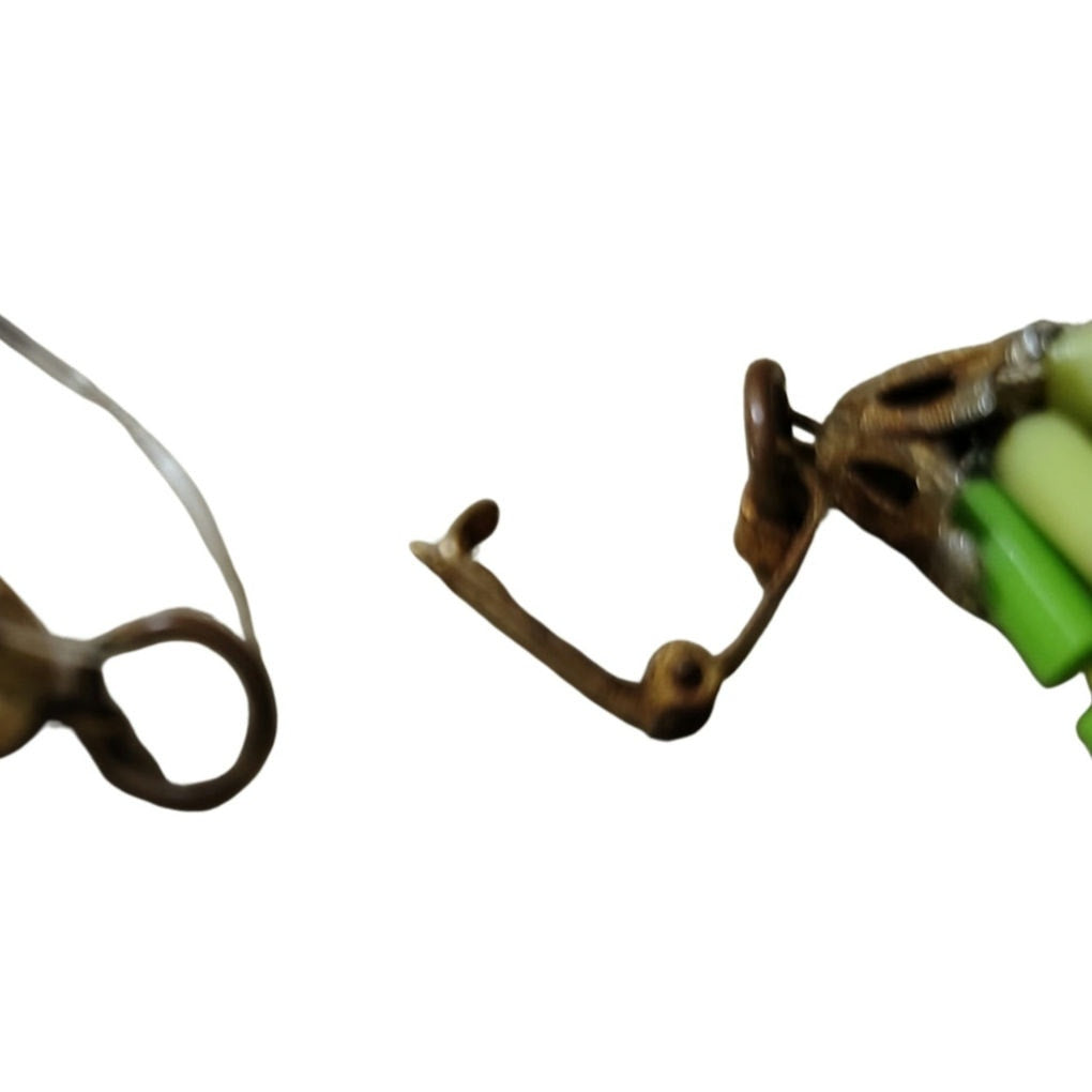 Opera length Retro 5 strands Green Plastic Beaded Necklace Three Shades of Green [Vintage]