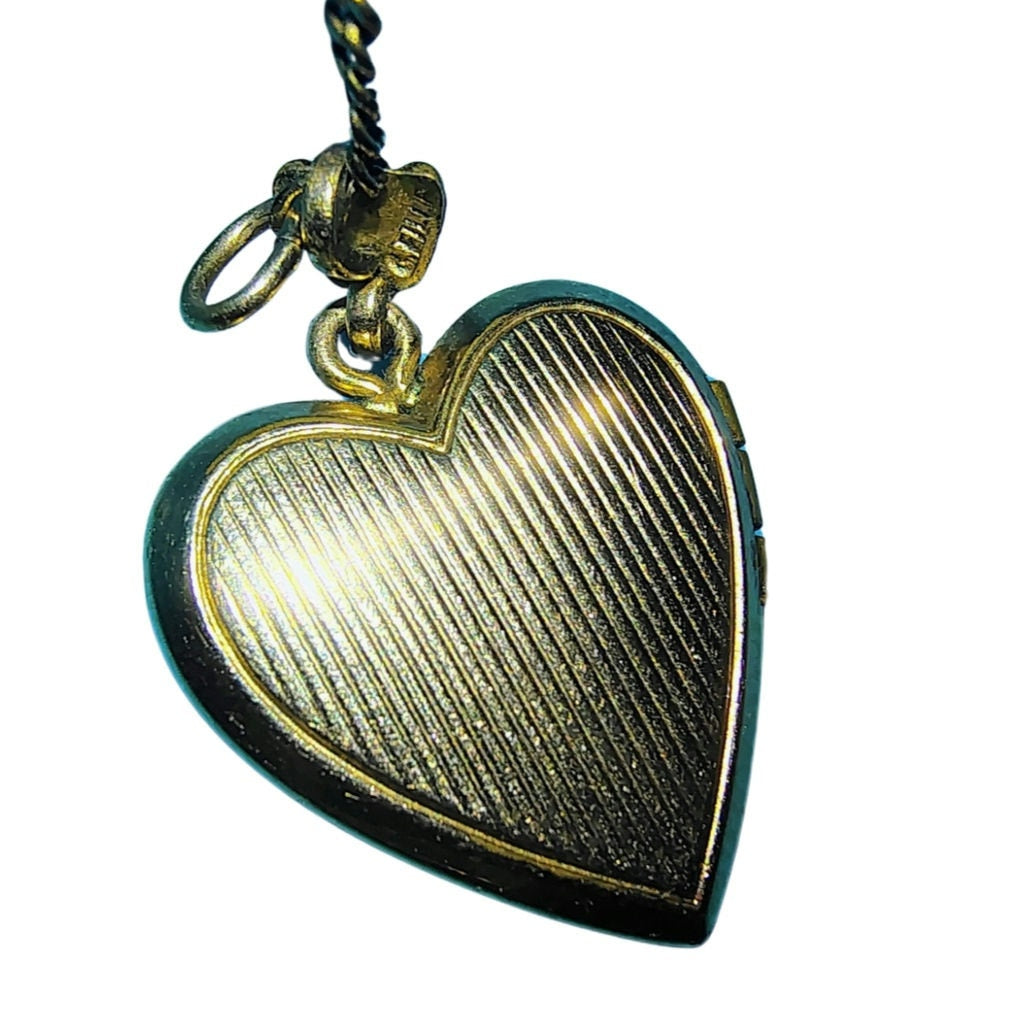 1940s Antique 12k GF Mother Of Pearl Heart Sweetheart Locket Chain Link Necklace [vintage]