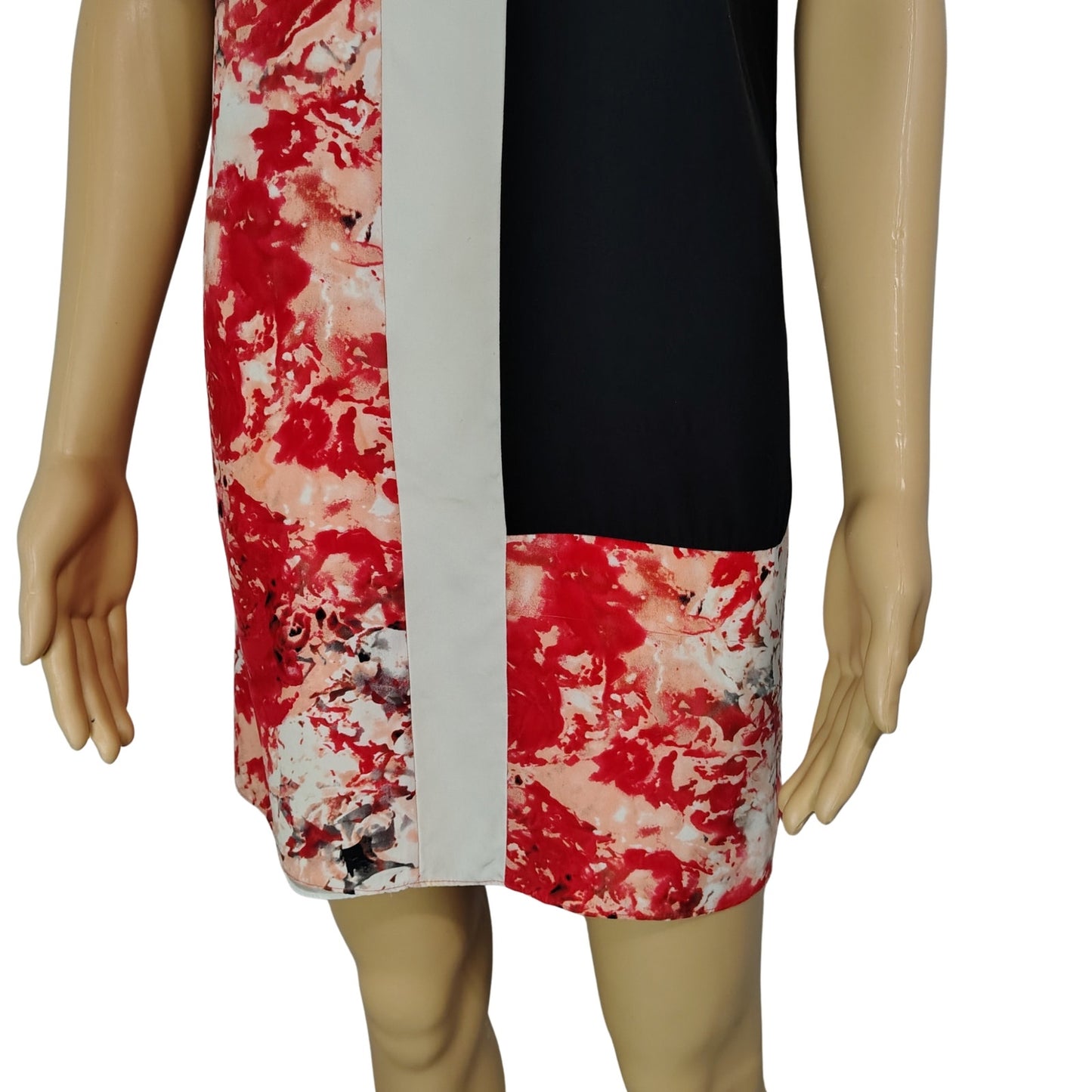 100% SILK PARKER Slip Dress Patchwork Floral Keyhole Strappy Black Red White Size S
