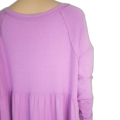 Loose fit Plum Lilac Wide Fit Baby Doll Top Box Cut Long Sleeves Med Free People