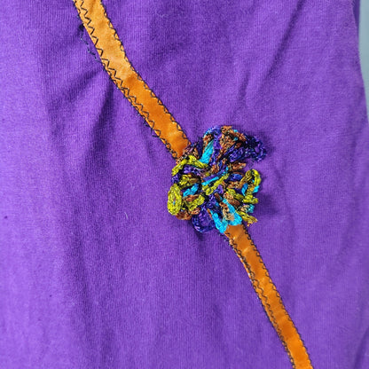 Purple Rising International A Line Midi Dress Mixed Applique Details Two Pockets