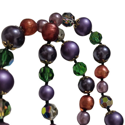 1950s Aurora Borealis Carnival Glass Plastic Beaded Opera Length Necklace [Vintage]
