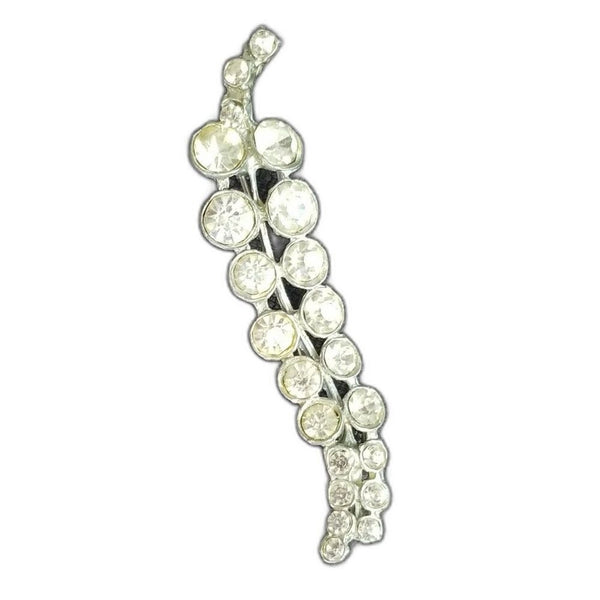 Vintage Crystal Pepper Brooch Pin 2 Rows Shiny Varying Size Rhinestones Silver