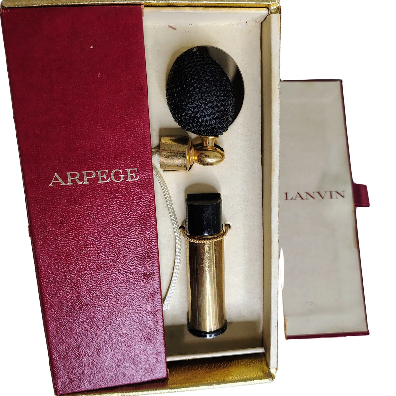 60s Arpege Lanvin 2oz Eau De Lanvin  Atomizer Miniature Pump Box Set Dead Stock [Vintage]