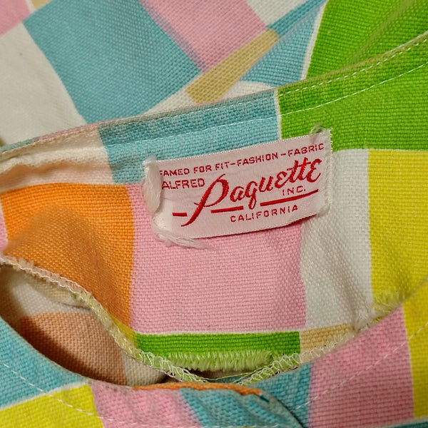 60s Alfred Paquette Mod Square Box Cut Style Blazer Light Jacket Cover Up Size S [Vintage]