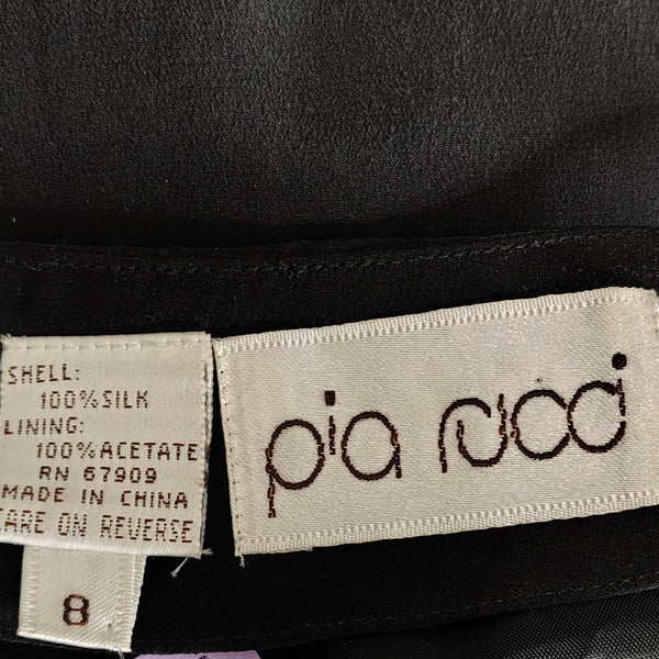 100% Silk 1990s Lined Black Pencil Skirt Back Zipper Back Slit Size 8 Like New