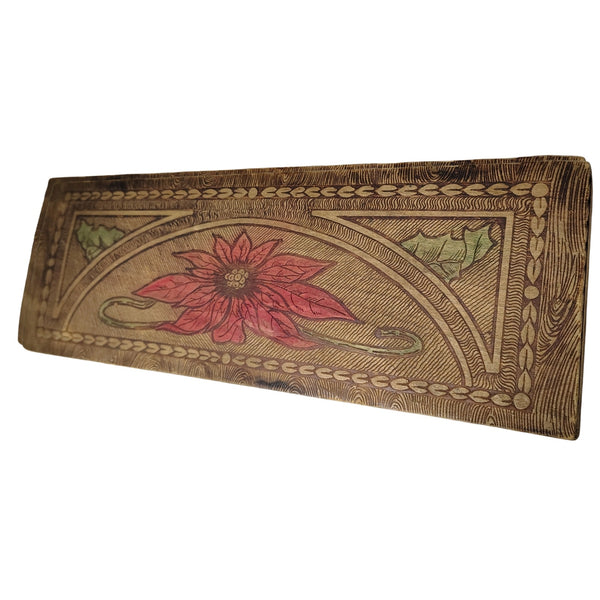 1930s Pyrography Glove Box Wooden Engraved Box Keepsake [Antique]