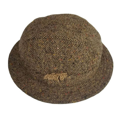 Wool TRILBY Hat DAVID HANNA & SONS Handcrafted Ireland Tweed Brown SZ 7 [VINTAGE]