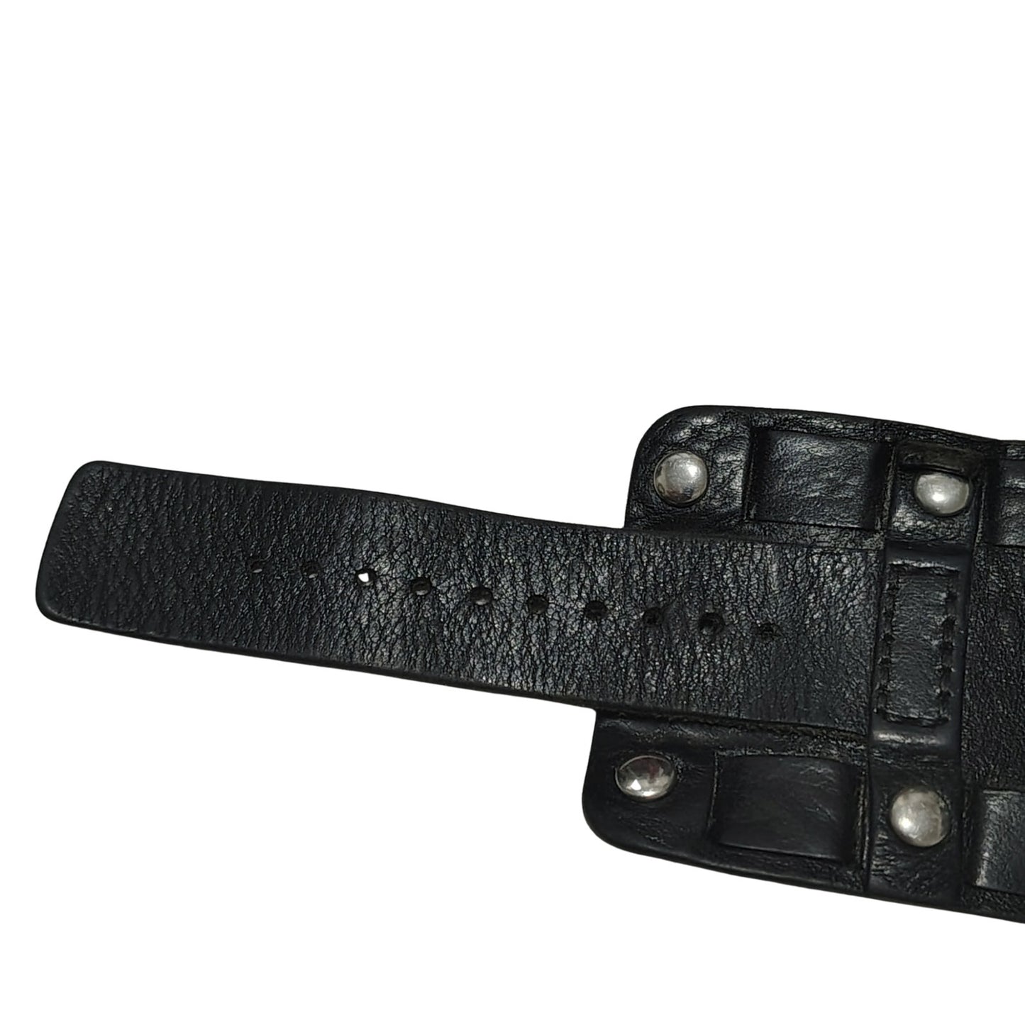 1990s Black genuine leather cuff-style Fossil Watch Band "Bund" strap or "cuff" [Vintage]