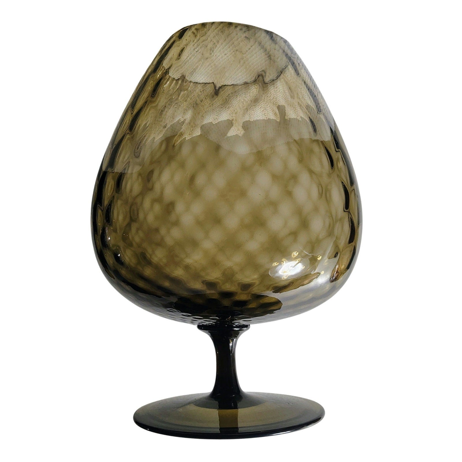 1950s Rare Black Glass MCM Mid-Century Modern Huge Base Optical Vase Empoli Italy [Vintage]