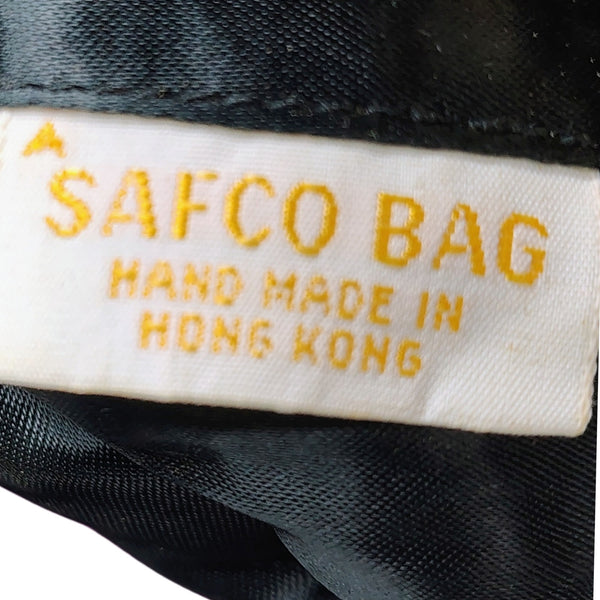 1960s Black Beaded Evening Bag Kiss Closure Handbag Gold Metal Top Handle Purse [Vintage]