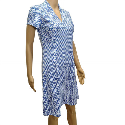 J. McLaughlin Ivana Women Short Sleeve Blue White Short Athletic Dress Sz Small