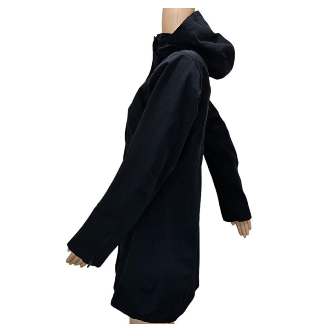 Patagonia Black Zip Up Long Winter Lined Jacket with Hoodie Size Small Womens