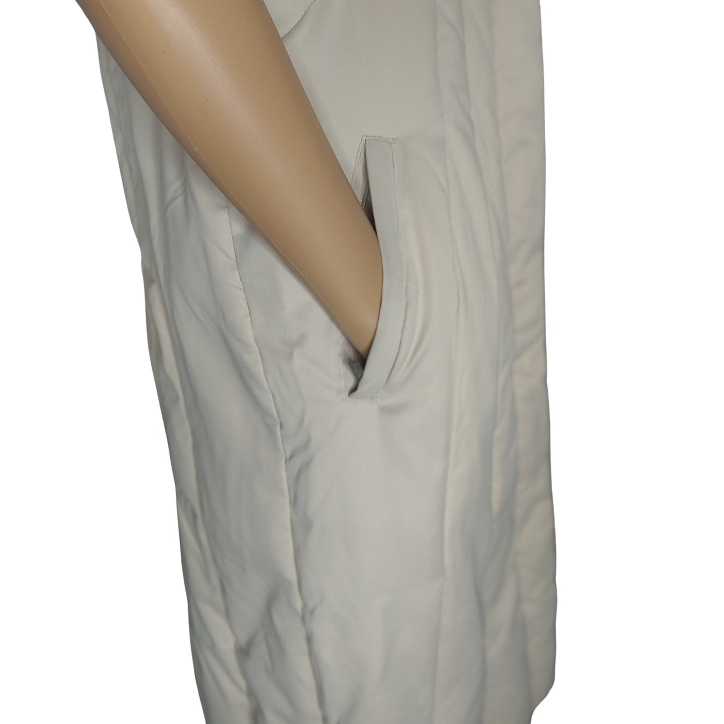Calvin Klein Beige Performance Women's Puffer Coat Jacket Rollaway Hood Size Medium