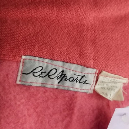 1970s Zip Up Sweatshirt with Collar Salmon Pink Gray Size Large [VINTAGE]
