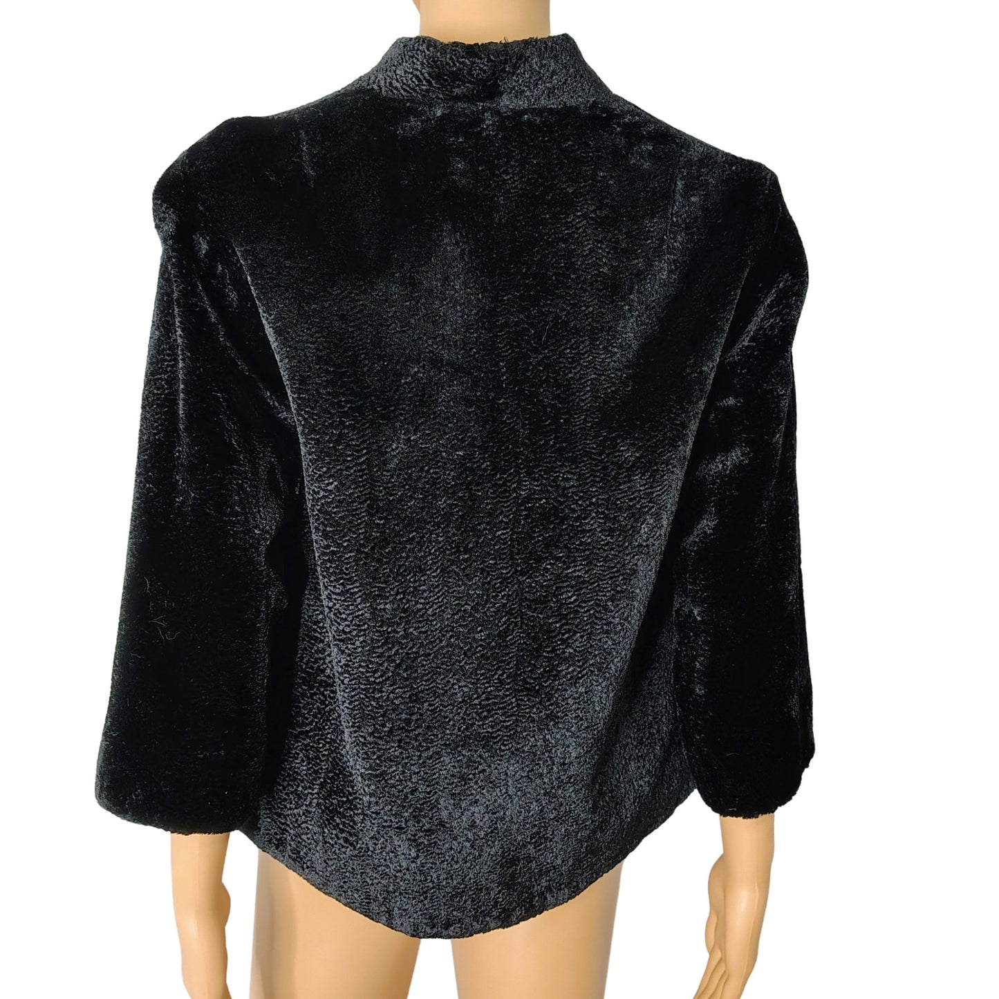 1970s Red Black Reversible Chinese Embroidered Fur Evening Jacket Size Small [Vintage]