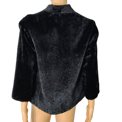 1970s Red Black Reversible Chinese Embroidered Fur Evening Jacket Size Small [Vintage]