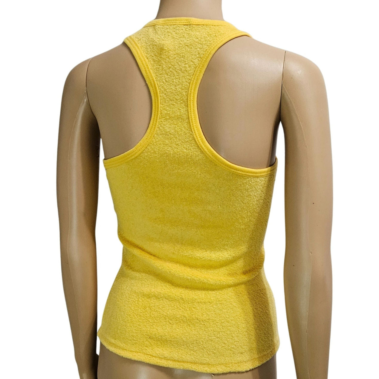 1970s Yellow Terry Cloth Racer Back Tank Top Size Medium / Small [Vintage]