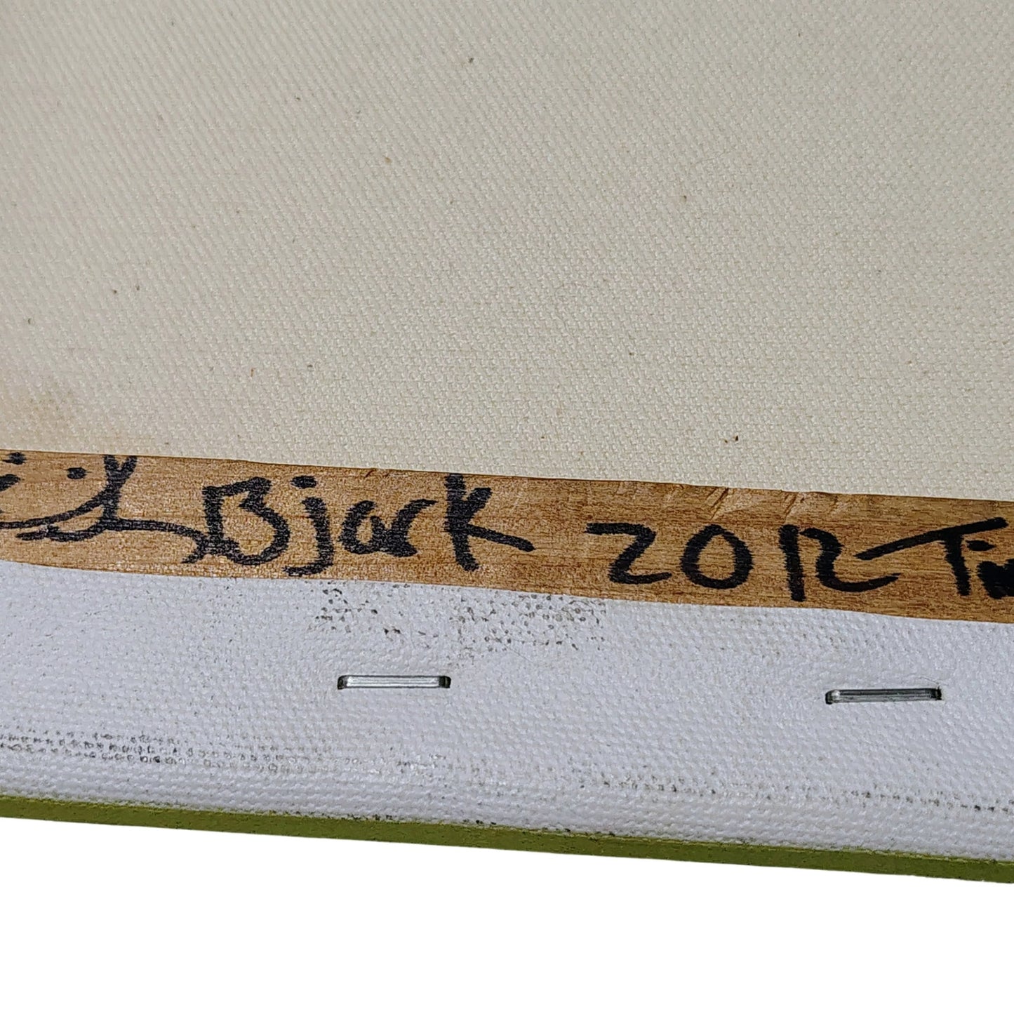 Bjork Hand Painted Canvas 12x9in Black Green Blue Arizona Local Art 2012 [Vintage]