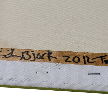 Bjork Hand Painted Canvas 12x9in Black Green Blue Arizona Local Art 2012 [Vintage]