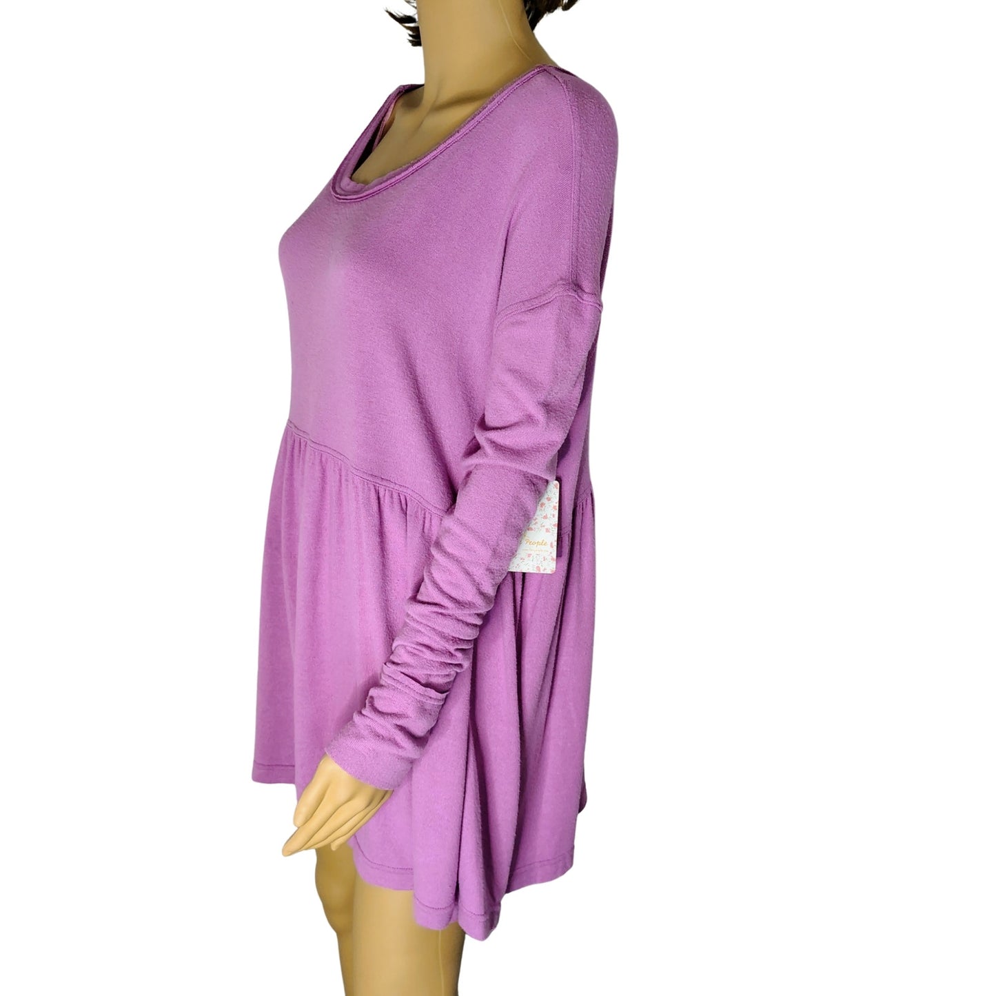 Loose fit Plum Lilac Wide Fit Baby Doll Top Box Cut Long Sleeves Med Free People