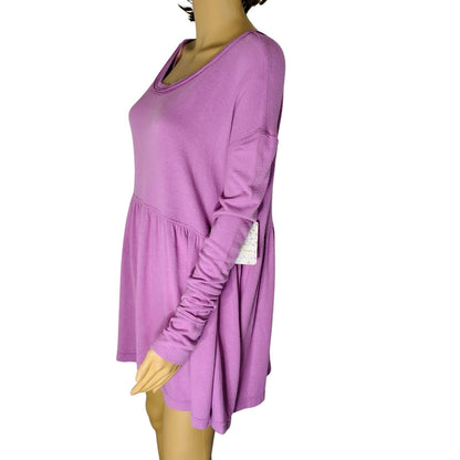 Loose fit Plum Lilac Wide Fit Baby Doll Top Box Cut Long Sleeves Med Free People