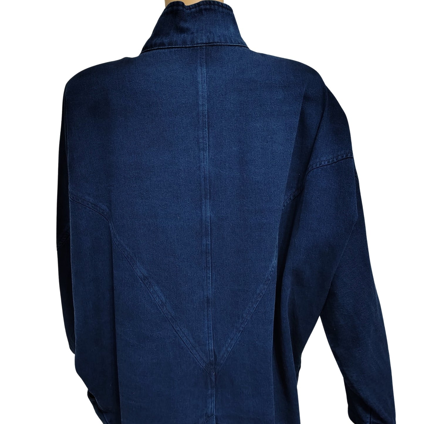 1990s Pado California Indigo Blue Denim Jean Jacket Dolman Sleeves Embroidered [Vintage]