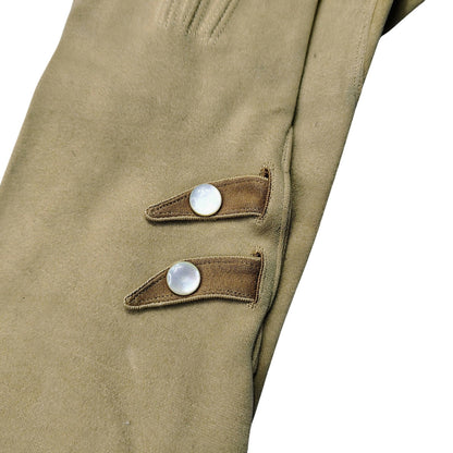 1940s Vintage Tan Fitted Evening Gloves 14" Mother of Pearl Buttons Size 6.5 GER