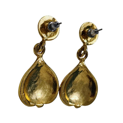 80s Bali Design Gold Tone Filigree Teardrop Pierced Earrings Deadstock [Vintage ]