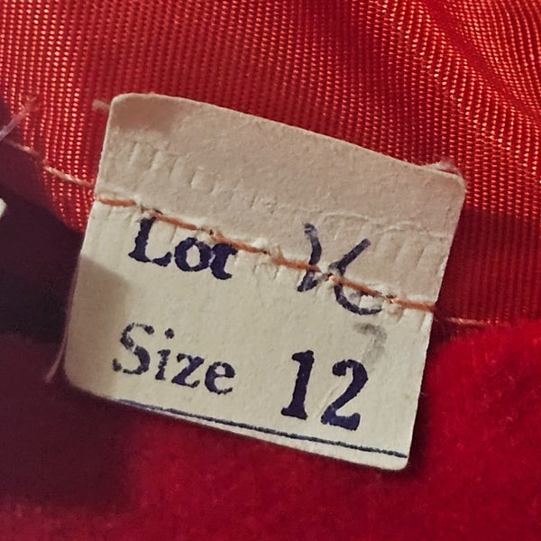 1960s Velvet Red Custom Made Wiggle Bodycon Dress Sleeveless Pockets Size XS [Vintage]