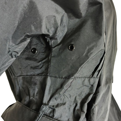 1980s Black Long Rain Jacket Trench Coat Waterproof Rubberized Size 7/8 Medium