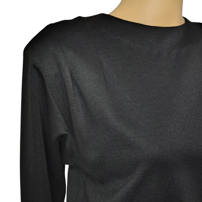 1960s Mod MCM Black Long Sleeve High Neck Pencil Skirt Dress Back Buttons Size Small [Vintage]