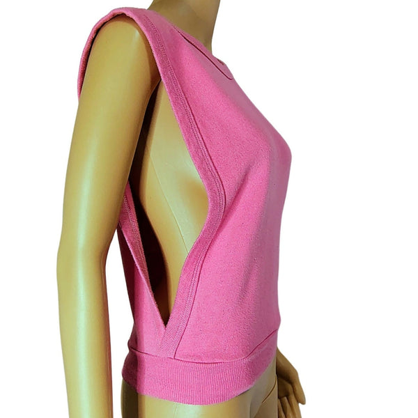 1990s Pink Sleeveless Top Open Sides Sweatshirt Size Small Womens [Vintage]
