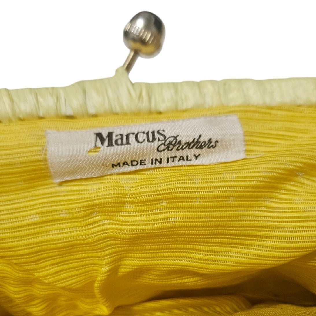 Retro Italian Made Yellow Beaded Clutch Handbag Knit Bag Raffia Purse [VINTAGE]